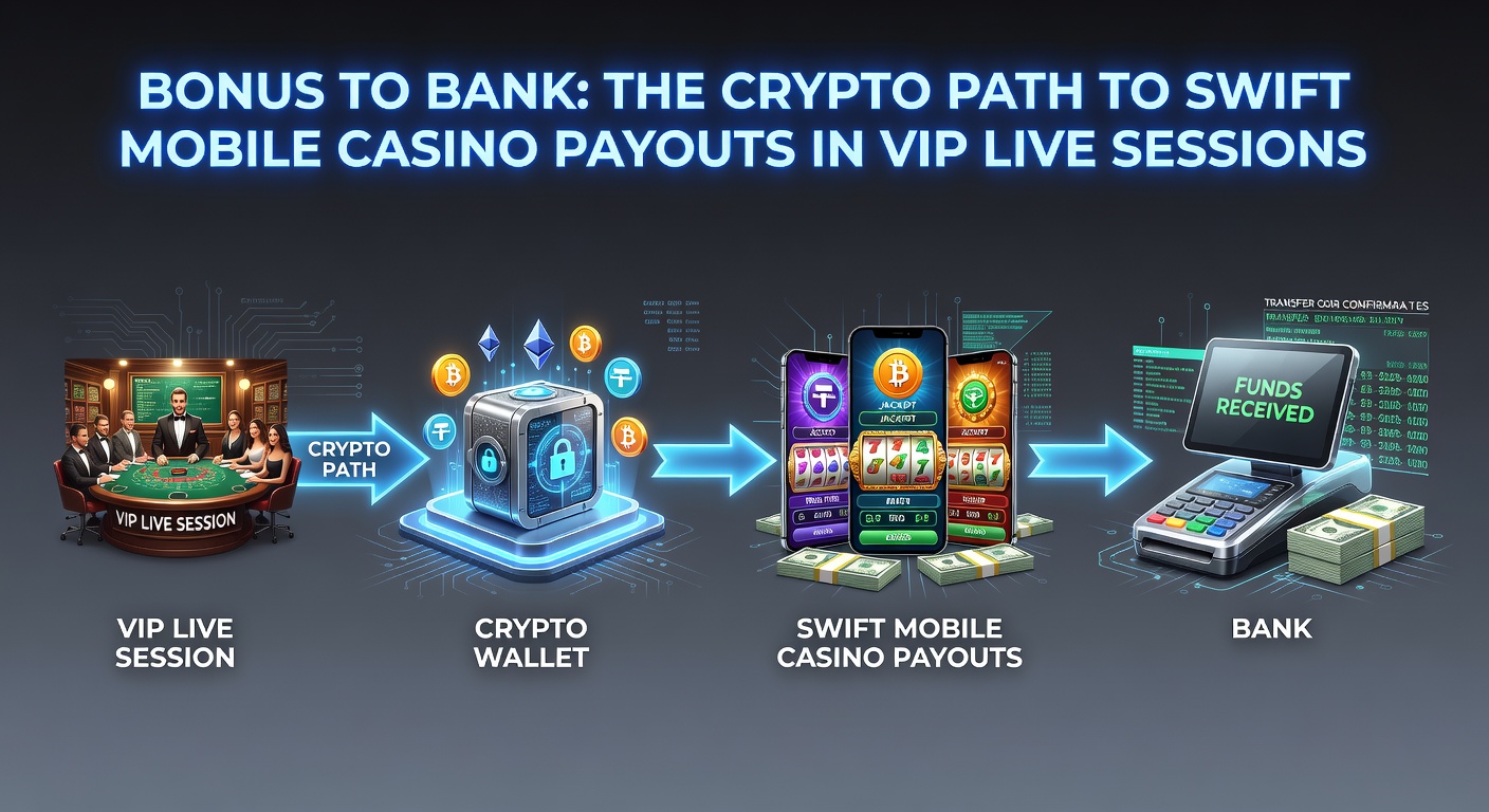 Infographic detailing the step-by-step crypto bonus clearance and payout process in a mobile VIP casino app, with timelines and blockchain icons
