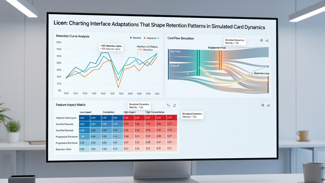 Detailed view of retention analytics dashboard displaying interface adaptation impacts on user session patterns in card simulations