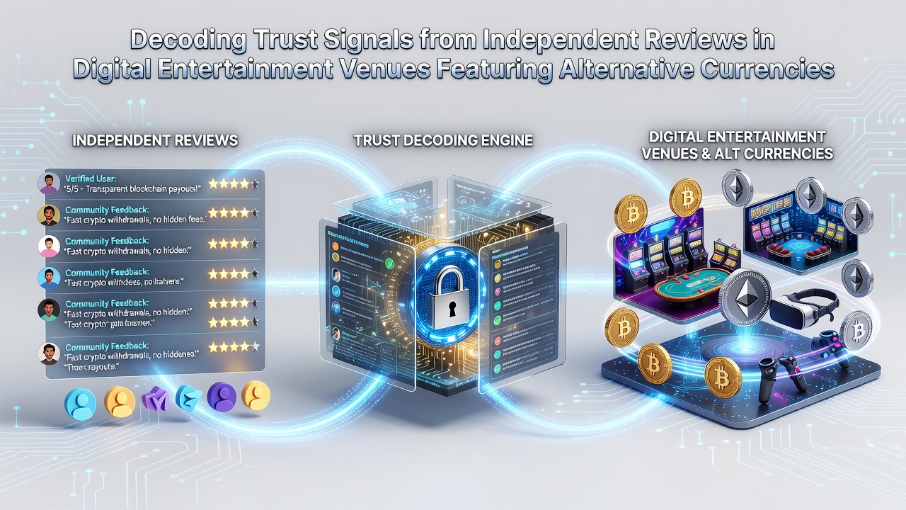Digital interface showing review aggregation and trust metrics for alternative currency venues