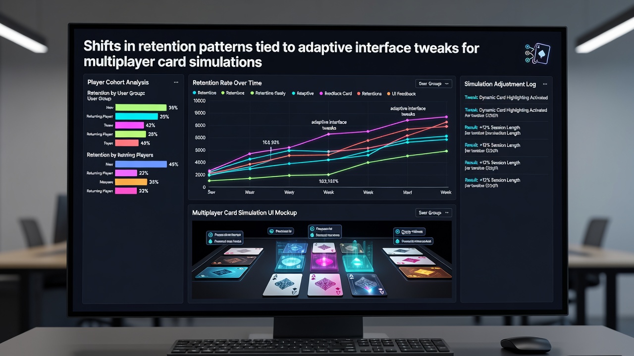 Close-up view of multiplayer card simulation on tablet with digital currency balance and adaptive controls highlighted